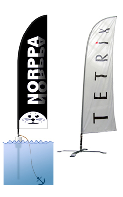 Vedess&auml; ja maalla toimivat mainostelineet